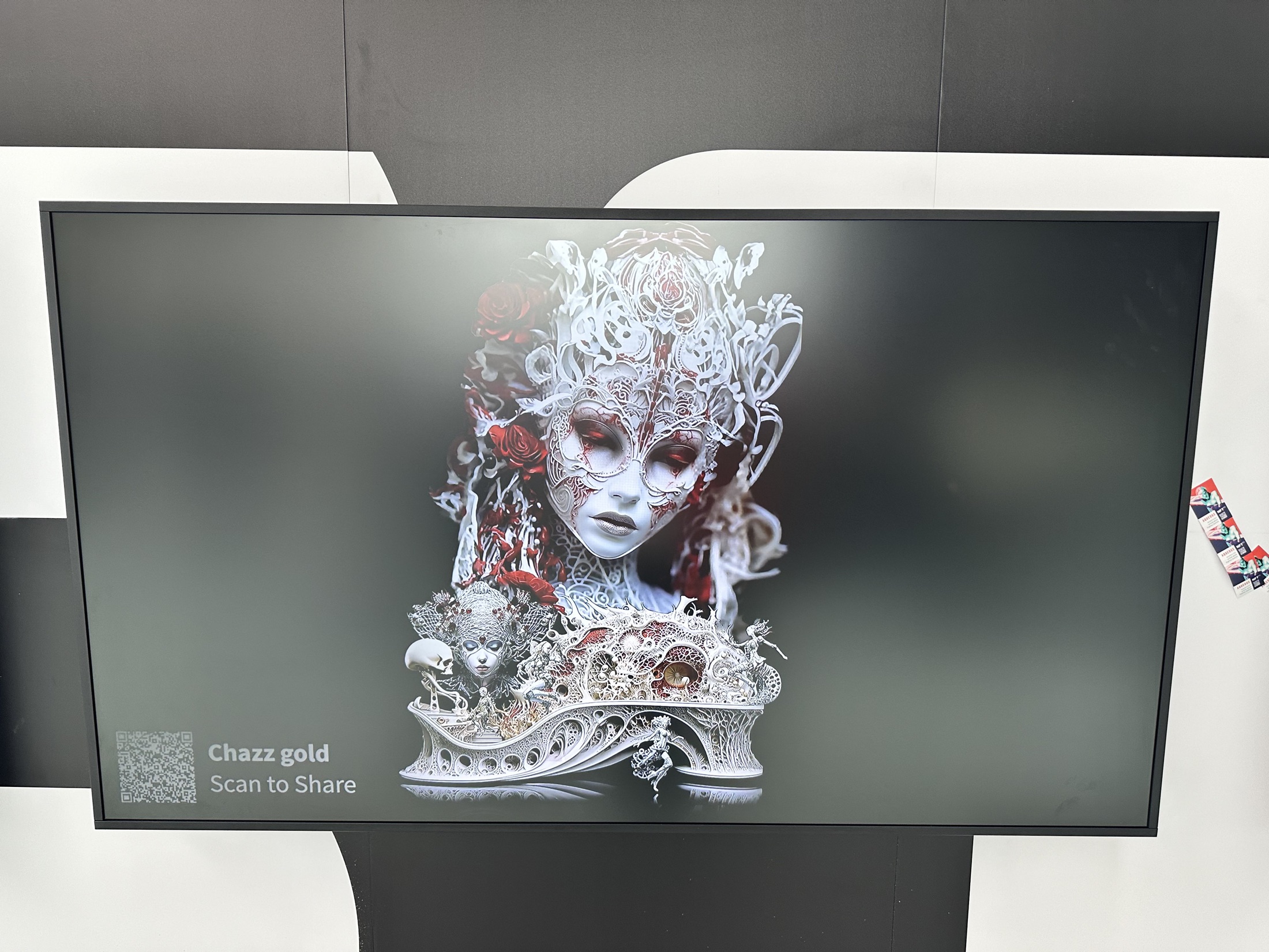 The work on a screen in the Artist Village