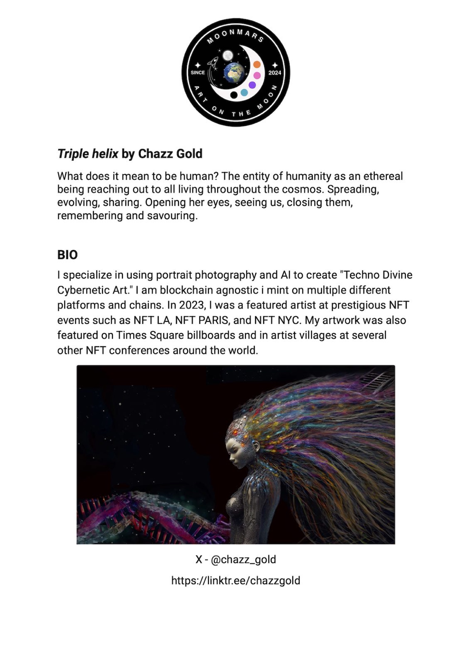 The MoonMars artist card for Triple Helix